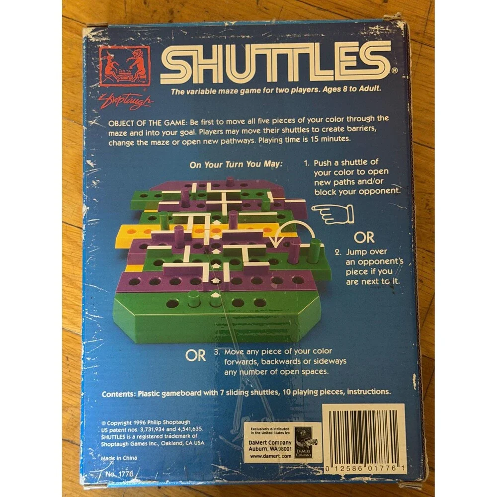 SHUTTLES Variable Maze Strategy Board Game No. 1776 Complete with Box 1996 VTG